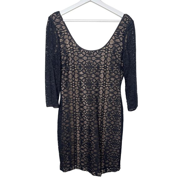Guess Black Nude Lace Sheath Dress Size 10 Party Cocktail - Picture 1 of 12